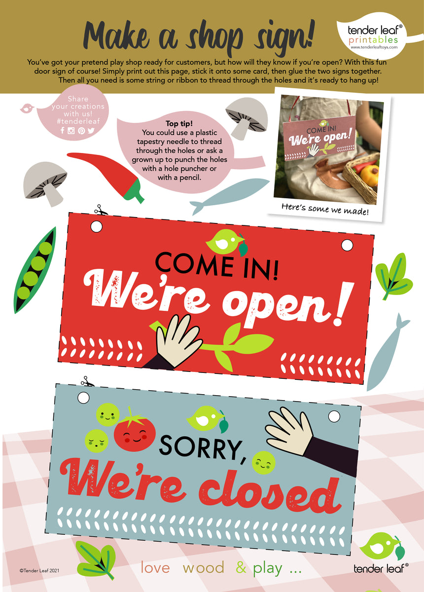 Create your own shop sign for pretend play! | Tender Leaf Toys