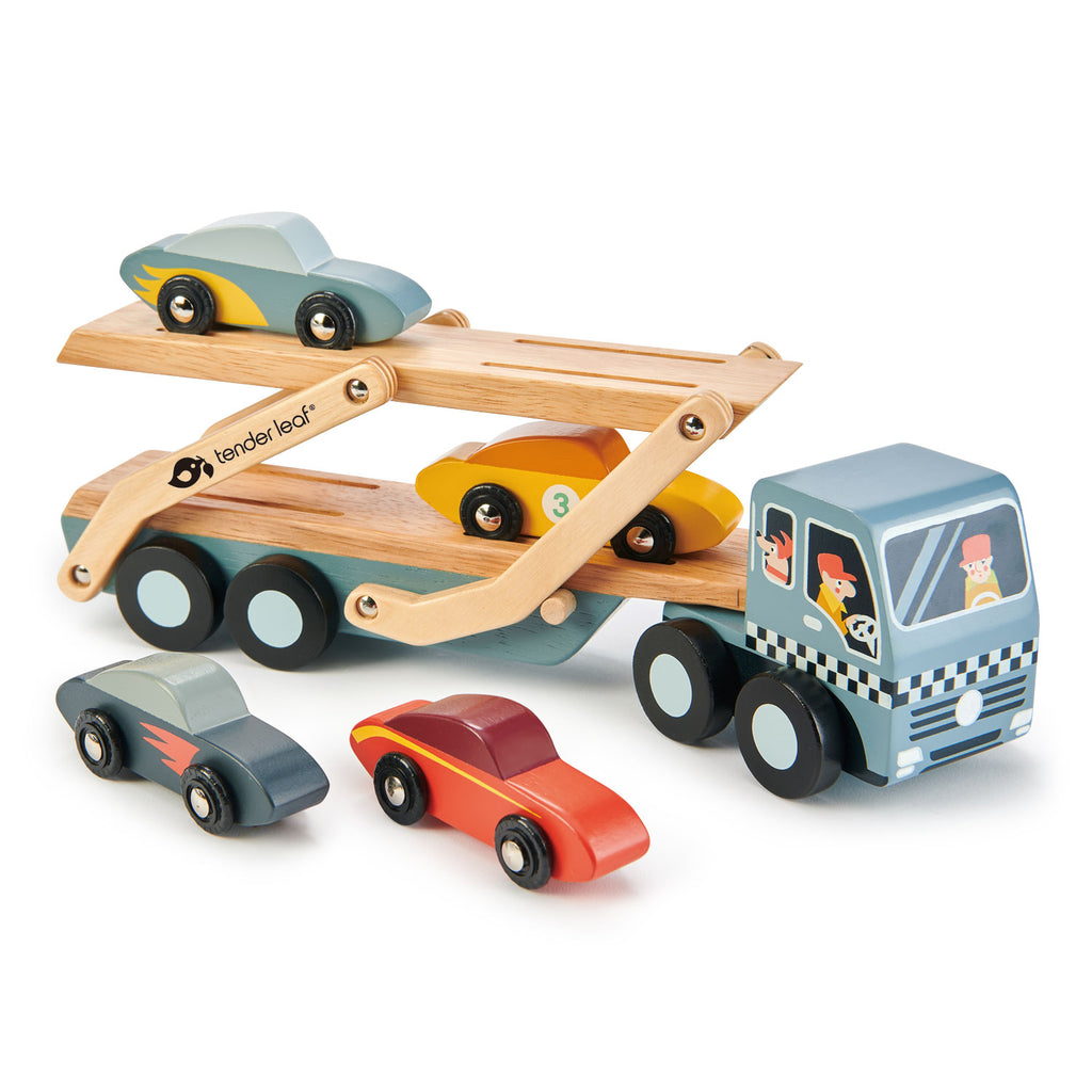Garage Blue Bird pour Petites Voitures en Bois - Tender Leaf Toys